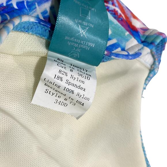 Island Palms Halter Tankini Top by SUNSETS Size 34DD - Picture 7 of 10